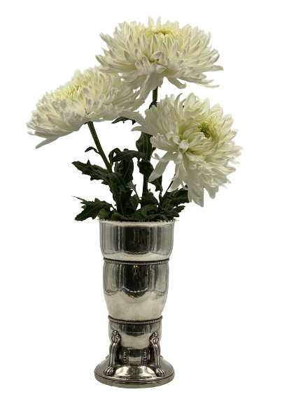 Danish Silver Hand Hammered Vase by C. Heise