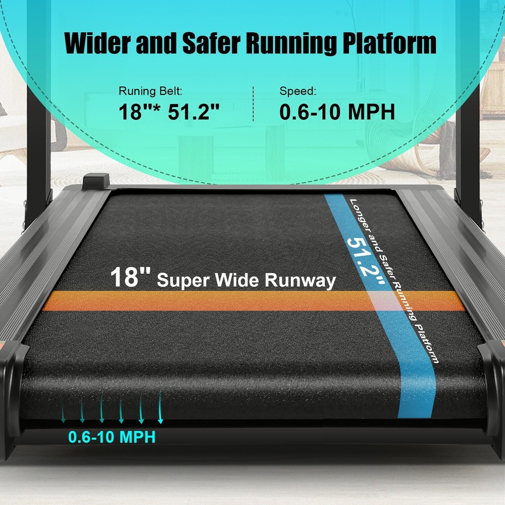 3.25HP Extra-Wide Running Treadmill, Incline Treadmill with Soft Drop System#