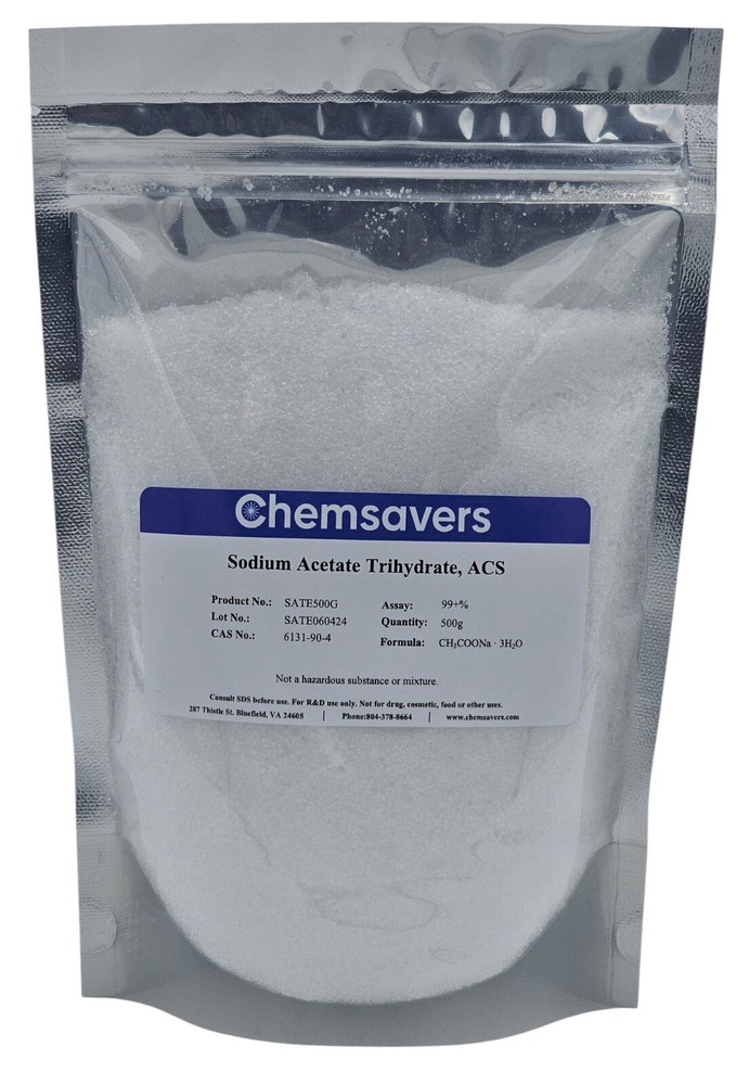 Sodium Acetate Trihydrate, ACS, 99+%, 500g