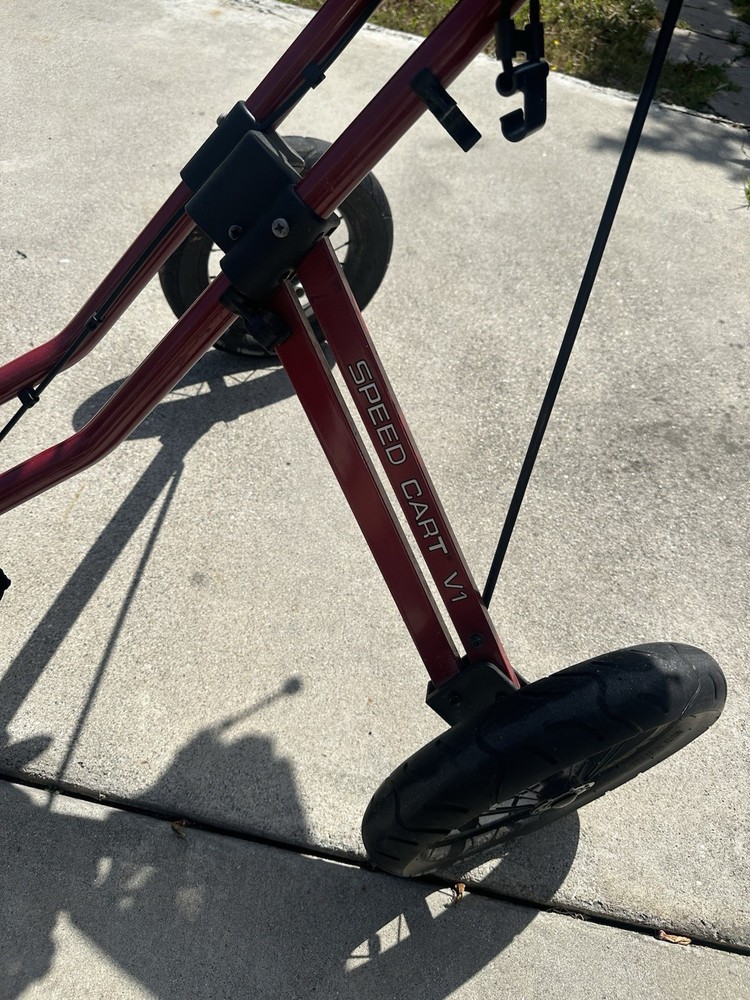 Sun Mountain Speed Cart V1 Push Pull Golf Cart Red Black Three Wheel