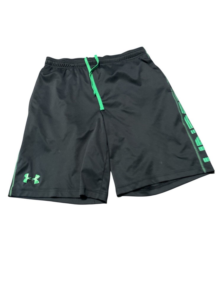 Under Armour Men Gray/Green Athletic Drawstring Short Size Medium