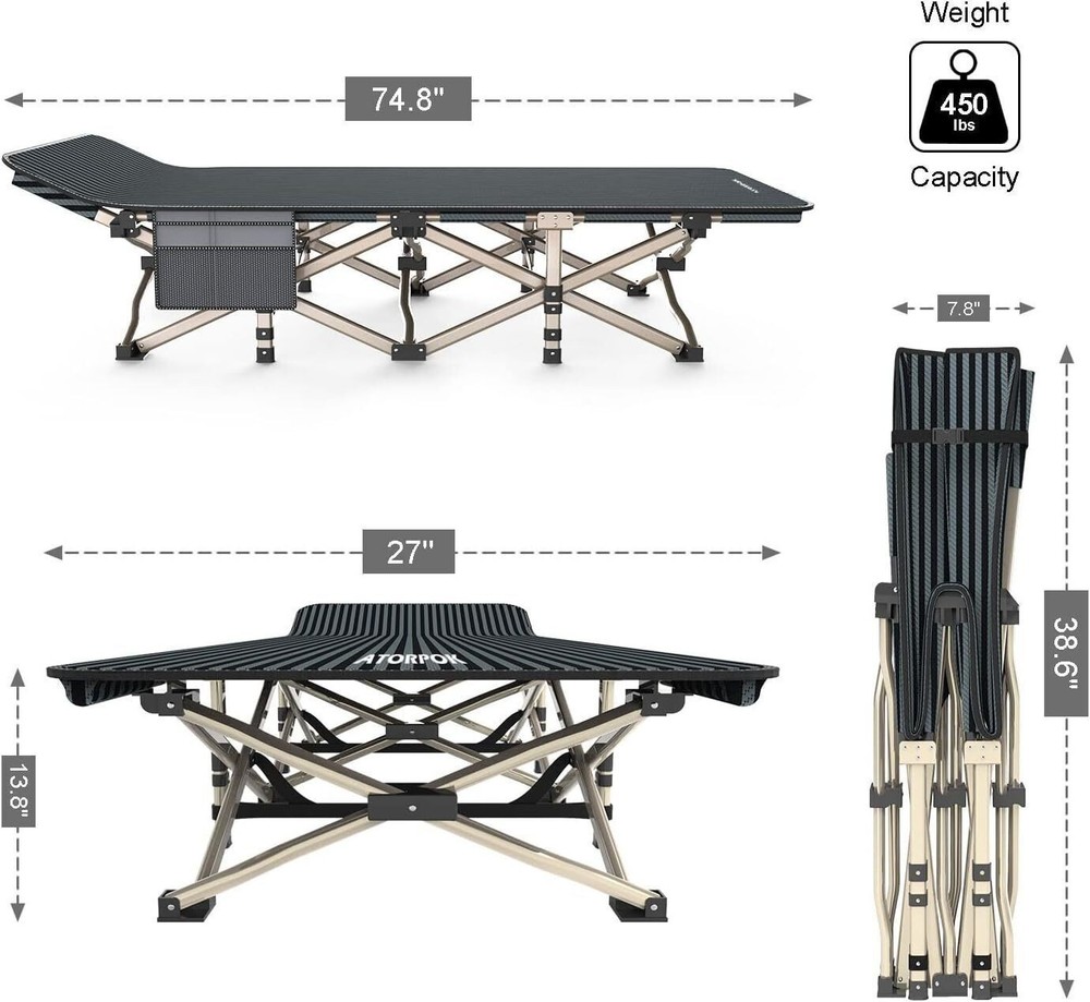 Camping Cot Adults Comfortable Tent Folding Cots Sleeping Lightweight Bed Strong