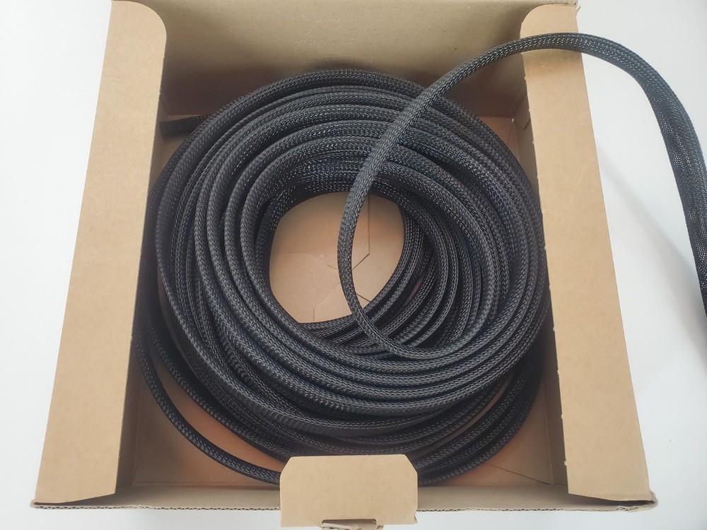 25m (82ft) braided expandable PET cable/wire sleeve multiple sizes