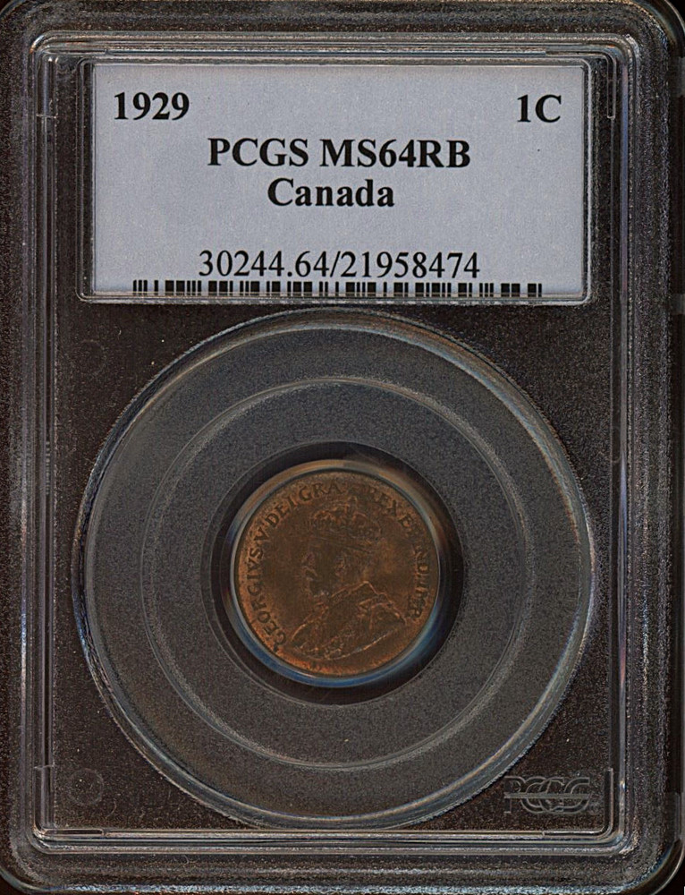 1929 Canada small cent PCGS MS64RB low 9