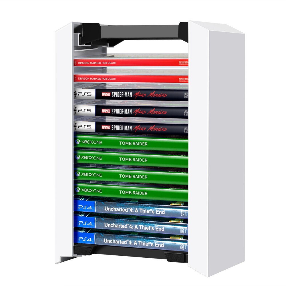 White Video Game Storage Tower for PS5, PS4, PS3, Nintendo Switch, Xbox,12 Disk