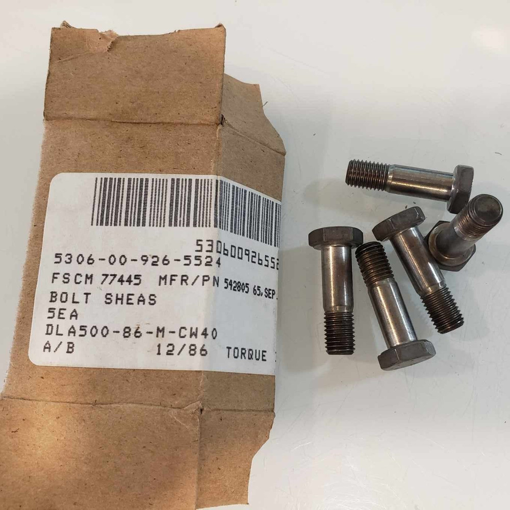 (5) RTX CORPORATION SHEAR BOLT 542805 5306-00-926-5524