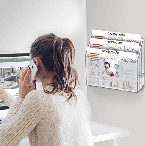 Horizontal Triple File Folder Holder Organizer (Clear Crystal Color)