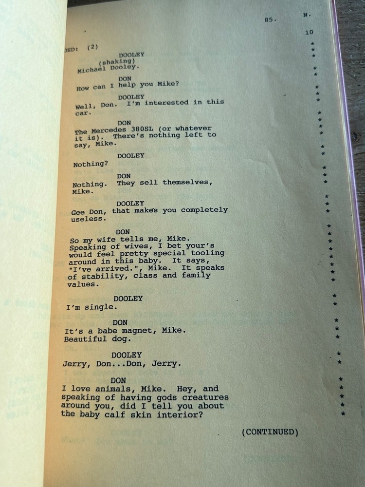 K-9 JIM BELUSHI ORIGINAL SCREENPLAY SCRIPT ORIGINAL production schedule