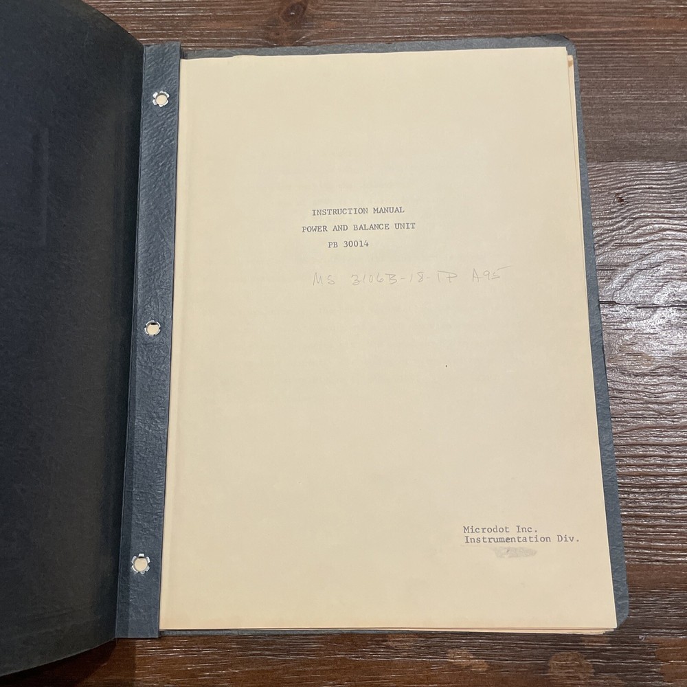 Microdot Model PB-30014 Power & Balance Unit Instruction Manual