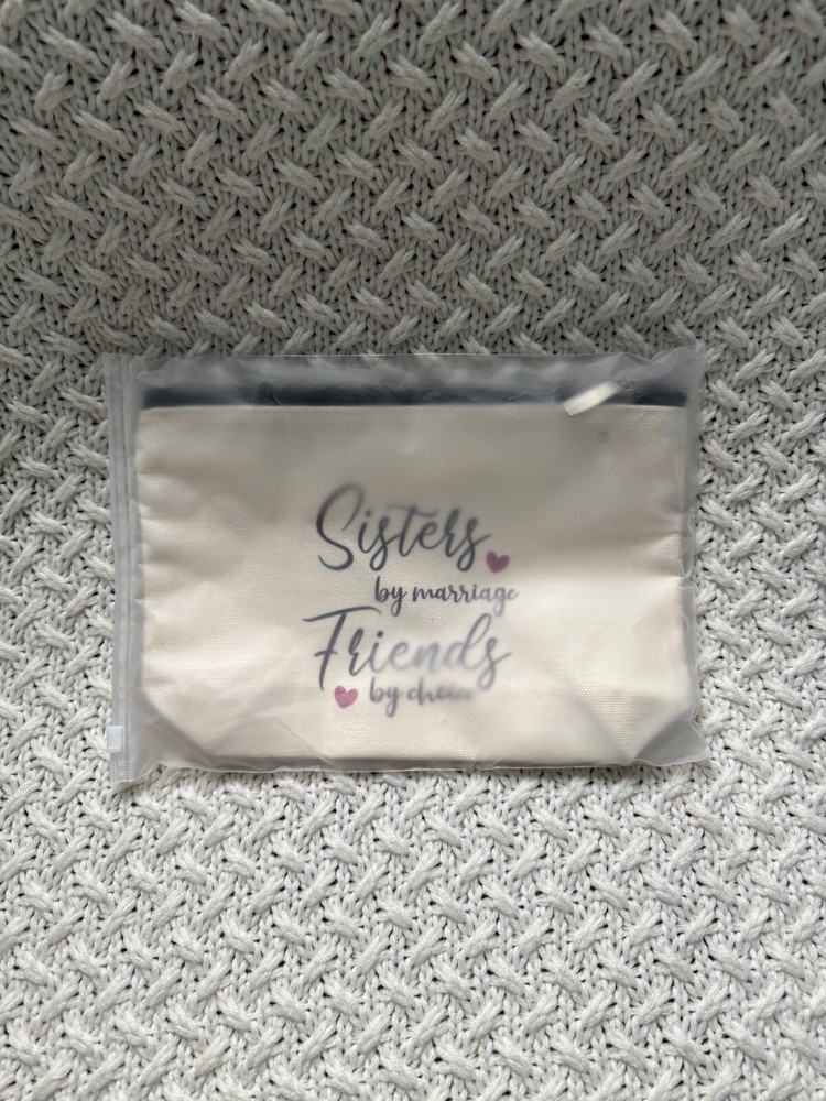 Sisters by Marriage Beige Canvas Makeup Bag