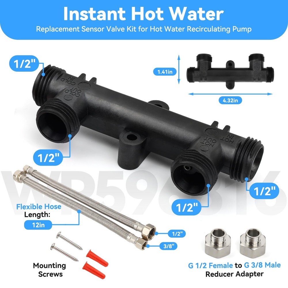 WP596816 Valve Kit for watts Recirculating Hot Water Pump, Essential Componen...