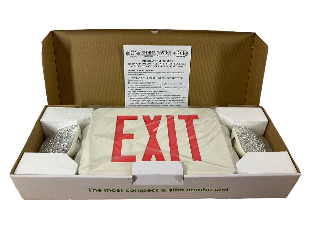 4 Pack Red Intertek ETL Listed® LED Exit Sign Emergency Fire Light Combo New
