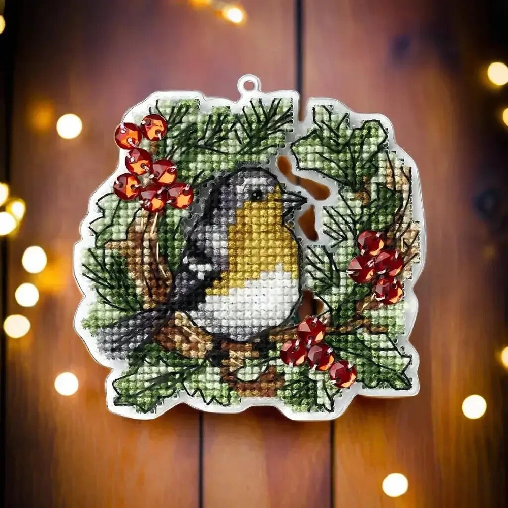 Plastic-based embroidery kit with threads Christmas stitching needlepoint crafts