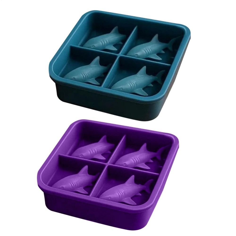 Ice Molds 4 Cavity Shark Shape Reusable Maker Mould Ice Maker Mold