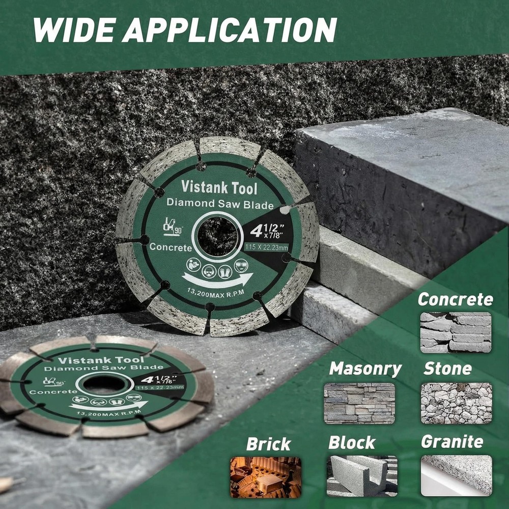 4.5" (115mm/4 1/2") Diamond Blade for Angle Grinder, 2-Pack Segmented Concret...