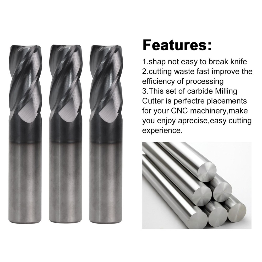 2PCS 4 Flute 3/4" x 1-1/2" x 4" Solid Carbide End Mill - AlTiN Coated NEW