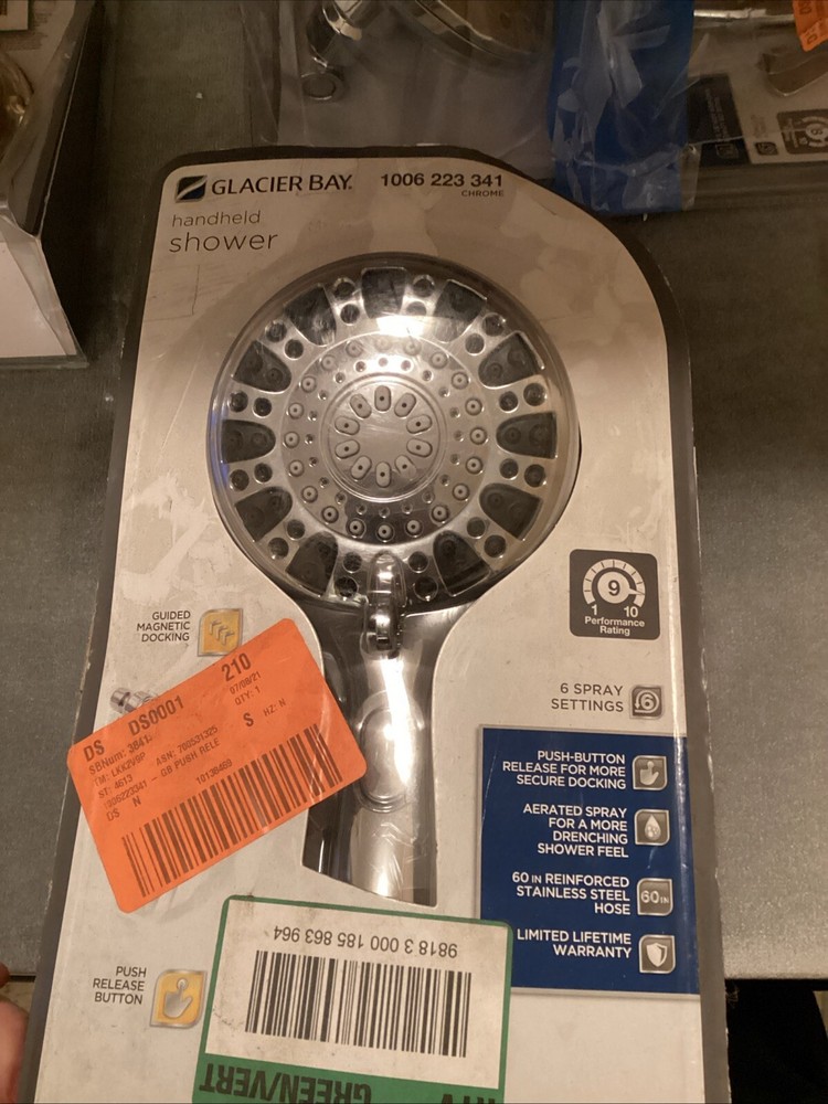 Glacier Bay Handshower Push Release 6-Function Wall Mounted Chrome Finish