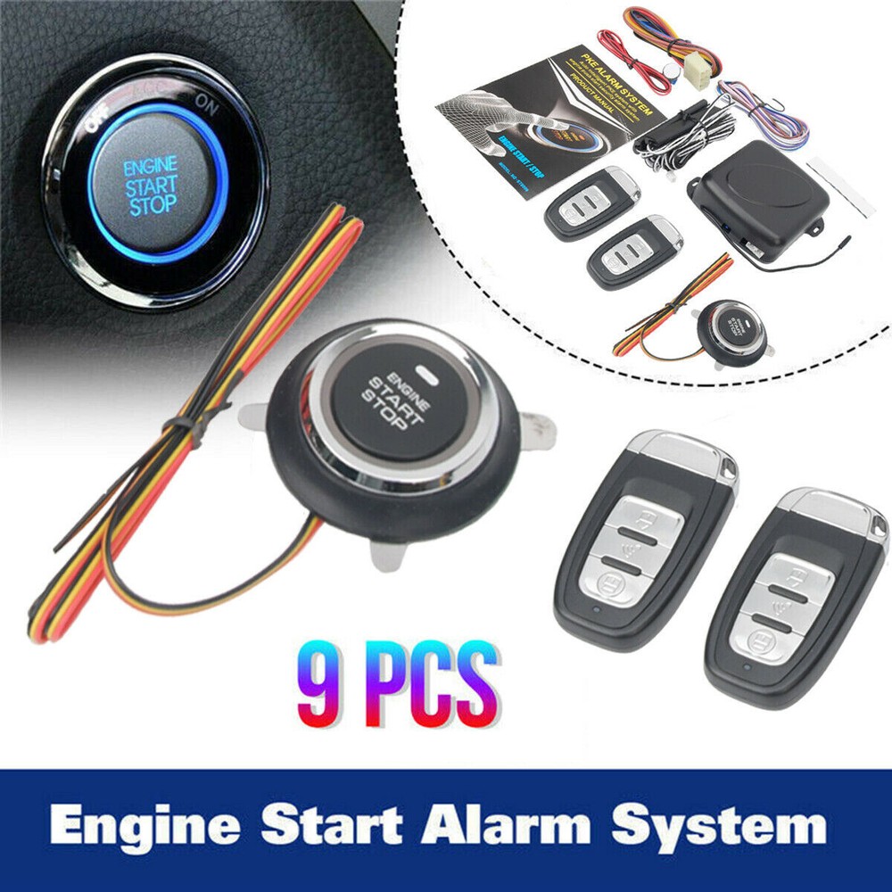 Car Keyless Entry Engine Start Alarm System Kit Push Button Remote Start Stop