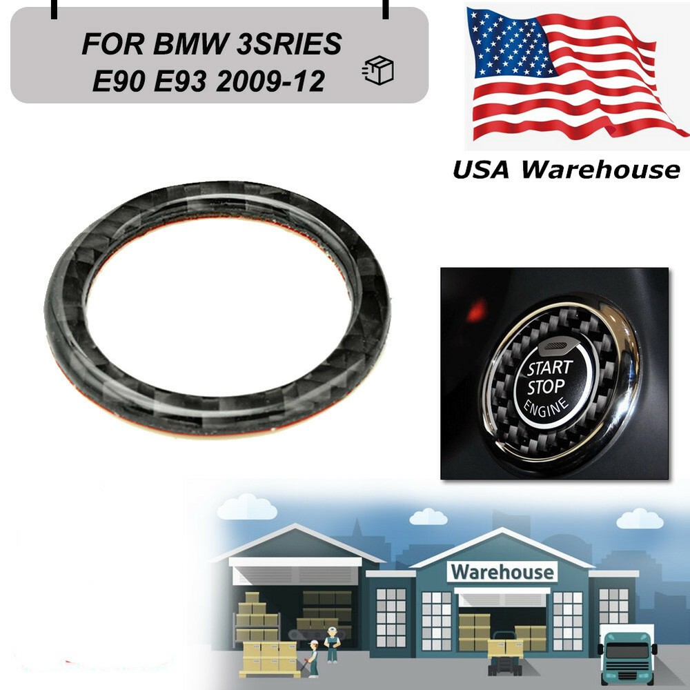 Carbon Fiber Car Engine Start Stop Push Button Ring Trim For BMW E92 E93 E90