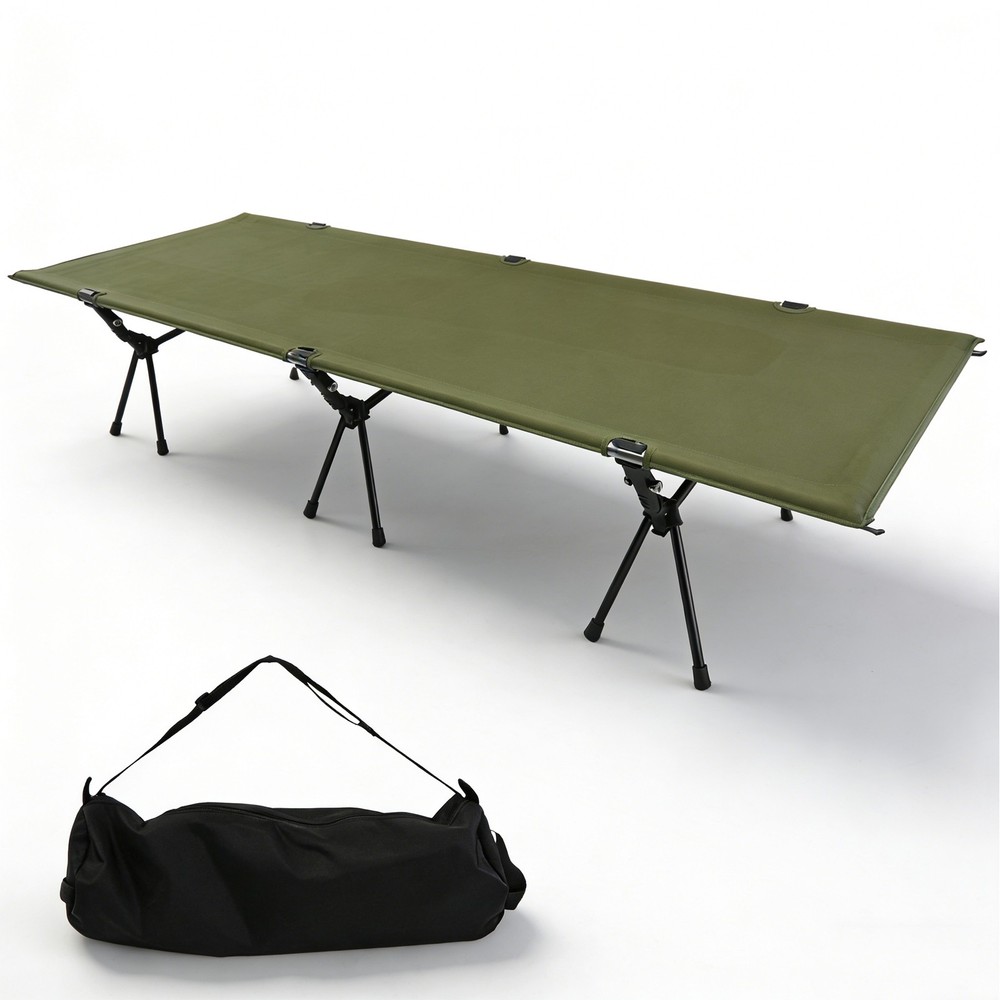 Portable Folding Camping Cot, Height Adjustable Sleeping Cot for Adults