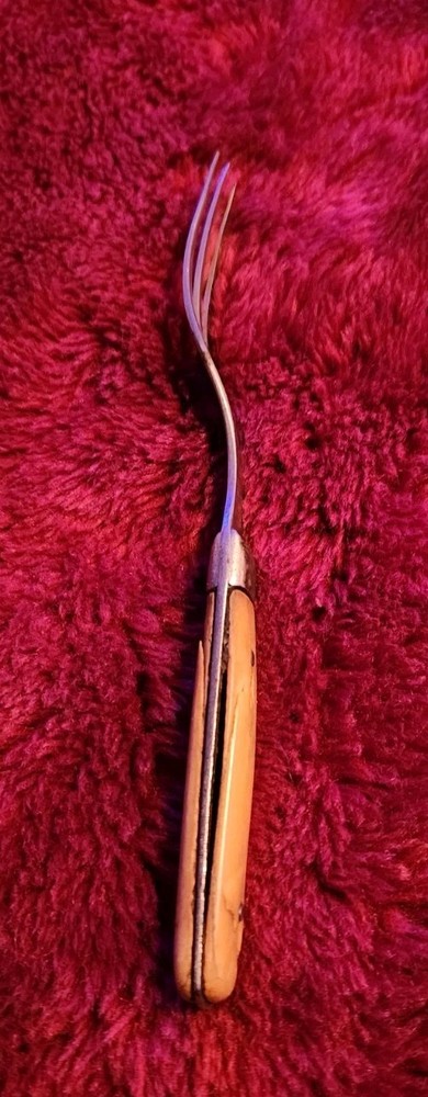 Vintage Bone Handle 3 Prong Tine Fork Primitive Utensil