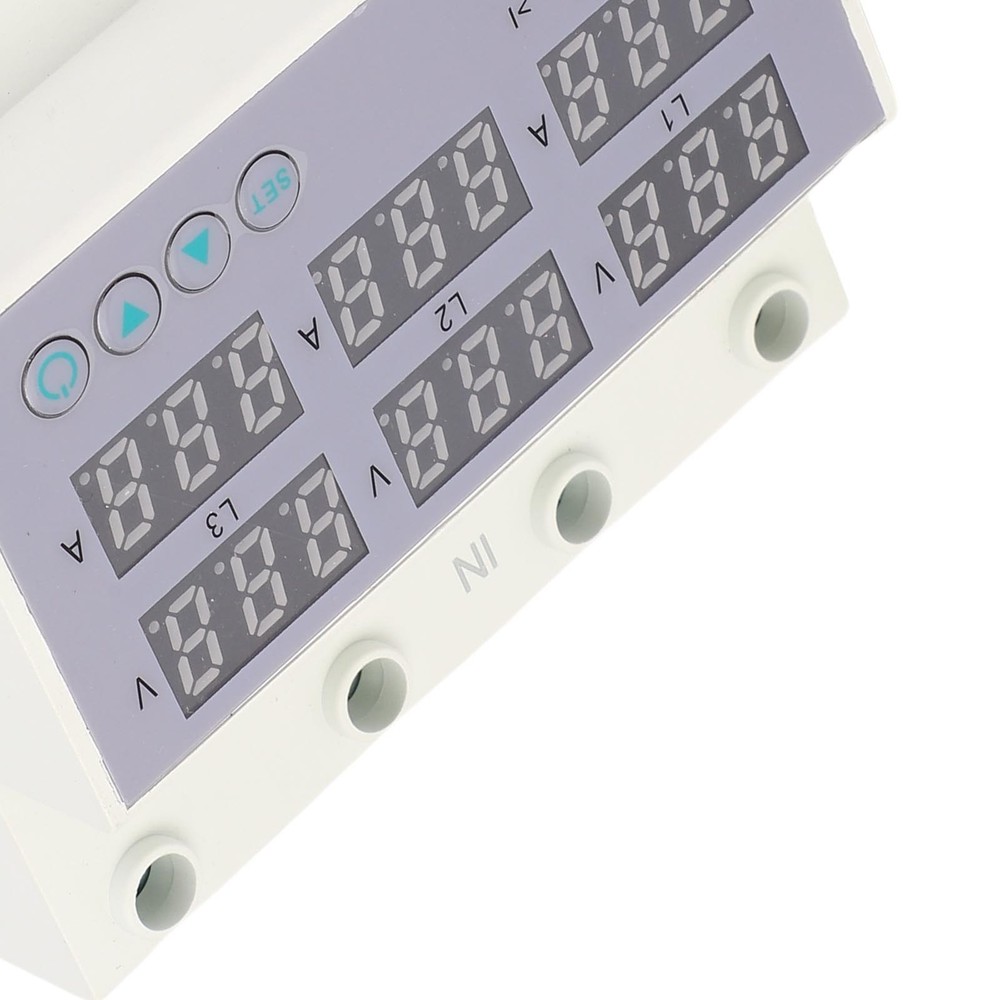 3 Phase DIN Rail Voltmeter Ammeter Auto Overvoltage Overcurrent Protector AC230