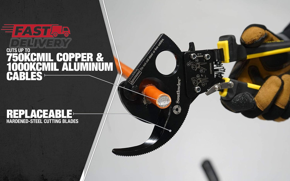 Southwire Cable Cutter Tool - Ratcheting Action for Smooth, Controlled Cuts - Ha