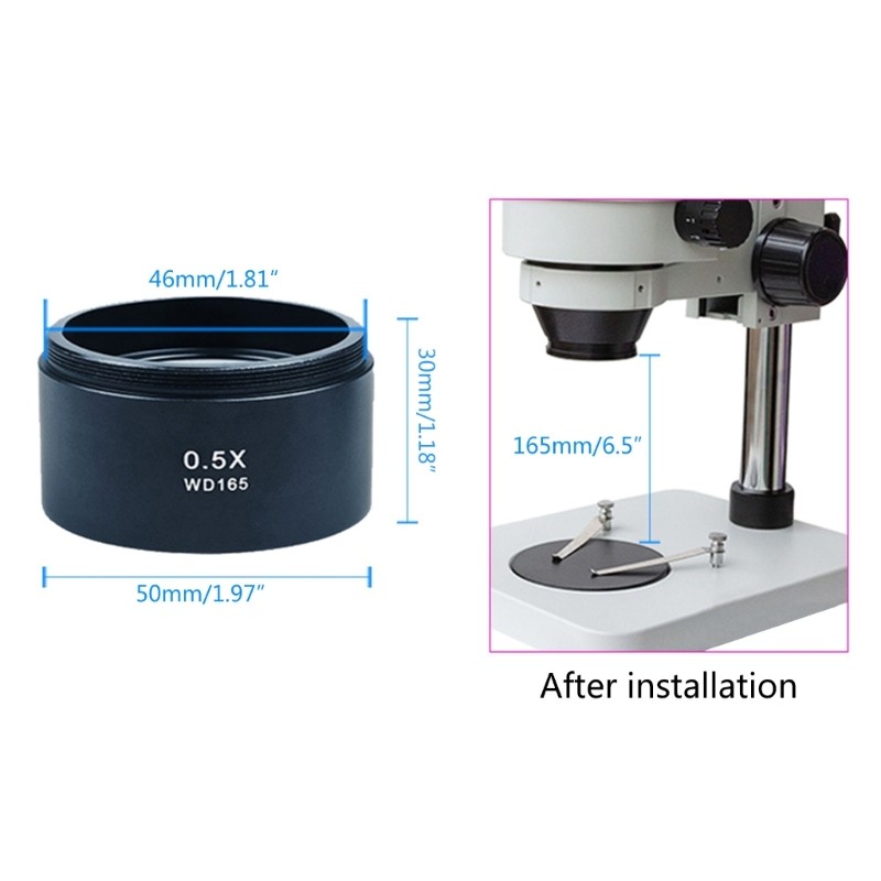 0.5X Auxiliary Objective Lens for Zoom Stereo Microscope Thread 48mm