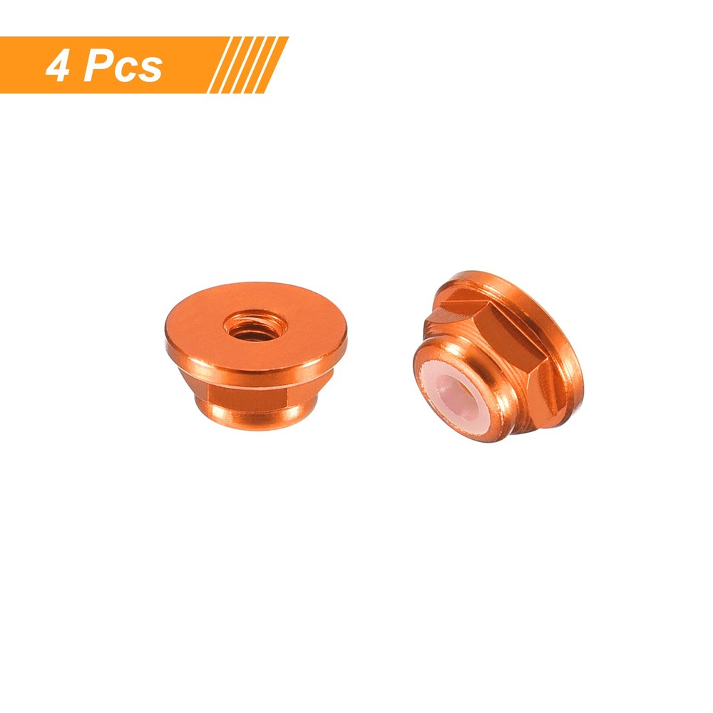 Nylon Insert Hex Lock Nuts, 4pcs - M2x0.4mm Self-Locking Nut(Orange)