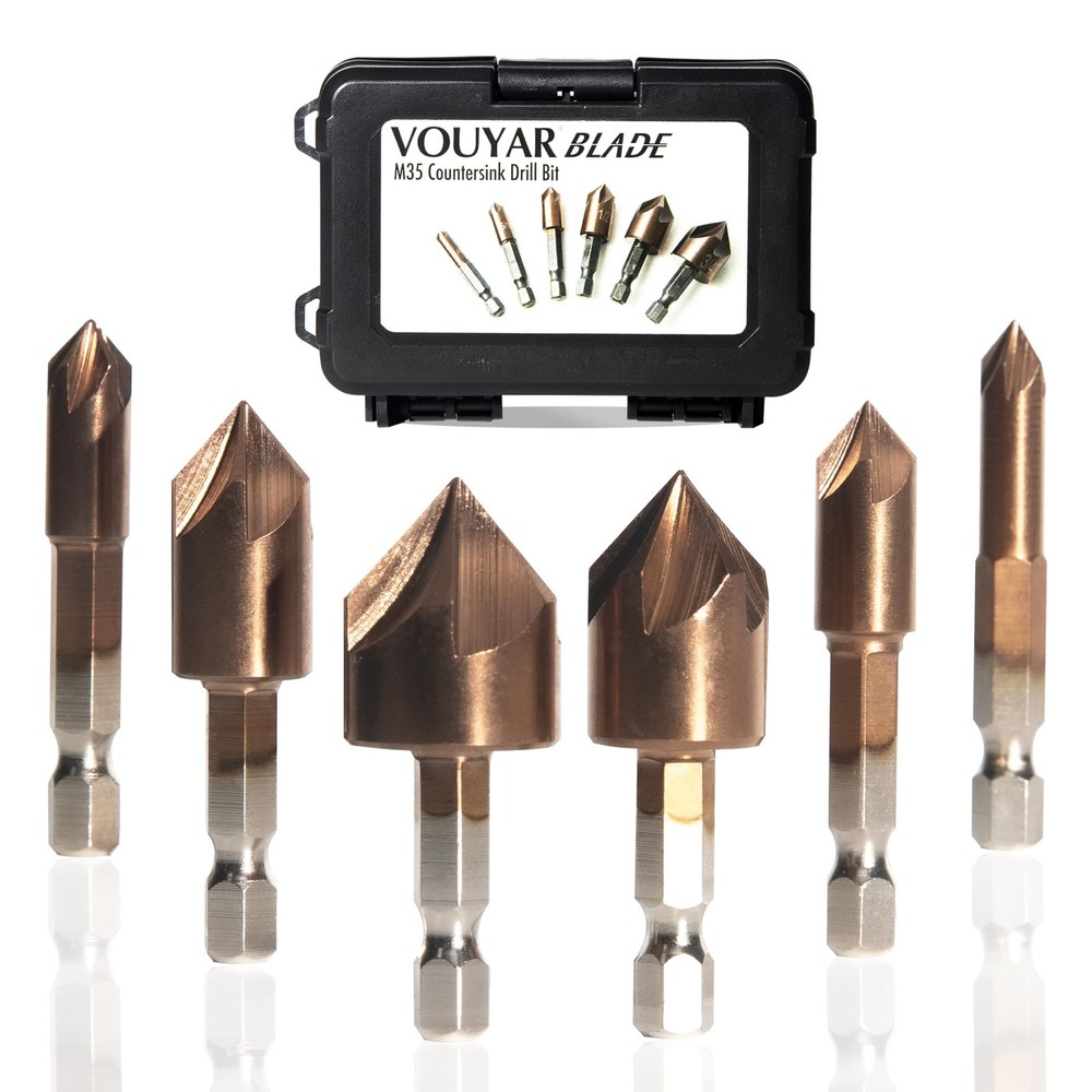6 Pcs M35 Cobalt Countersink Drill Bit Set for Metal with Case HSS