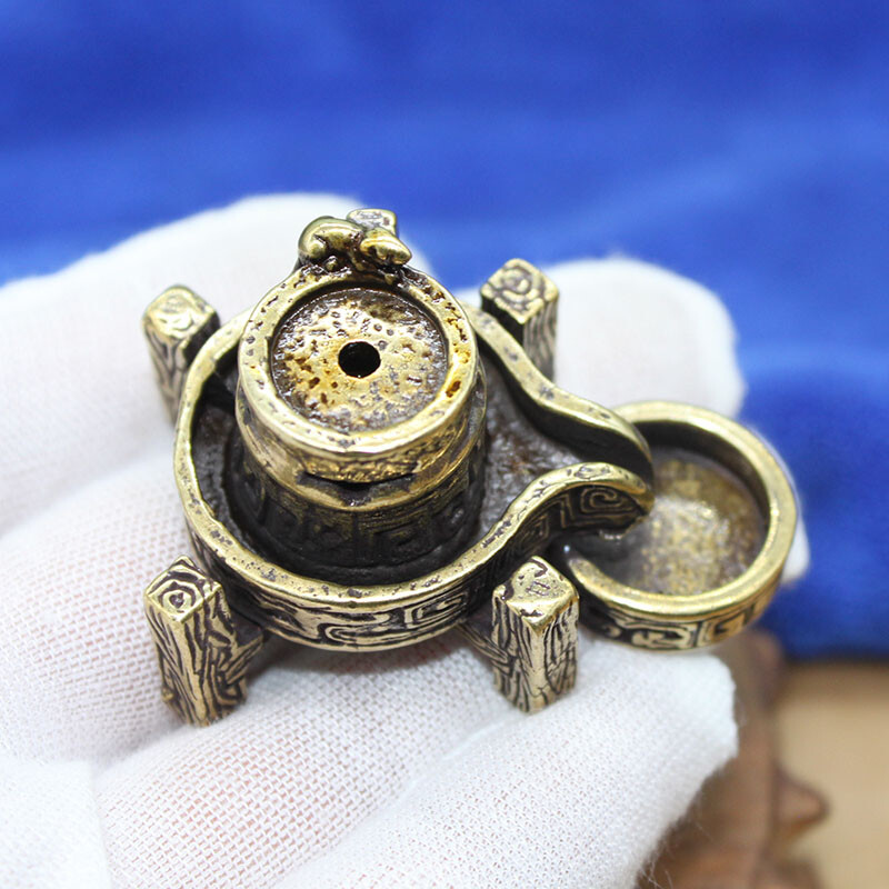 Brass "stone Mill" Figurines Incense Cone Burner Backflow Incense Burner Holder
