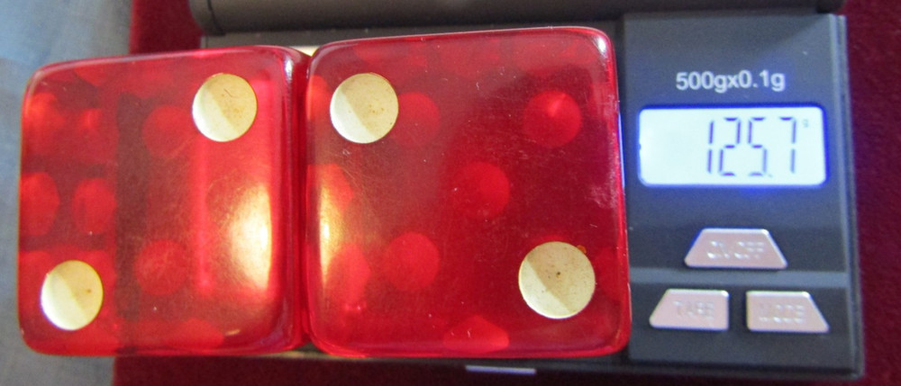 Vintage Translucent ,Cherry Red, Bakelite Dice Pair, VERY HEAVY