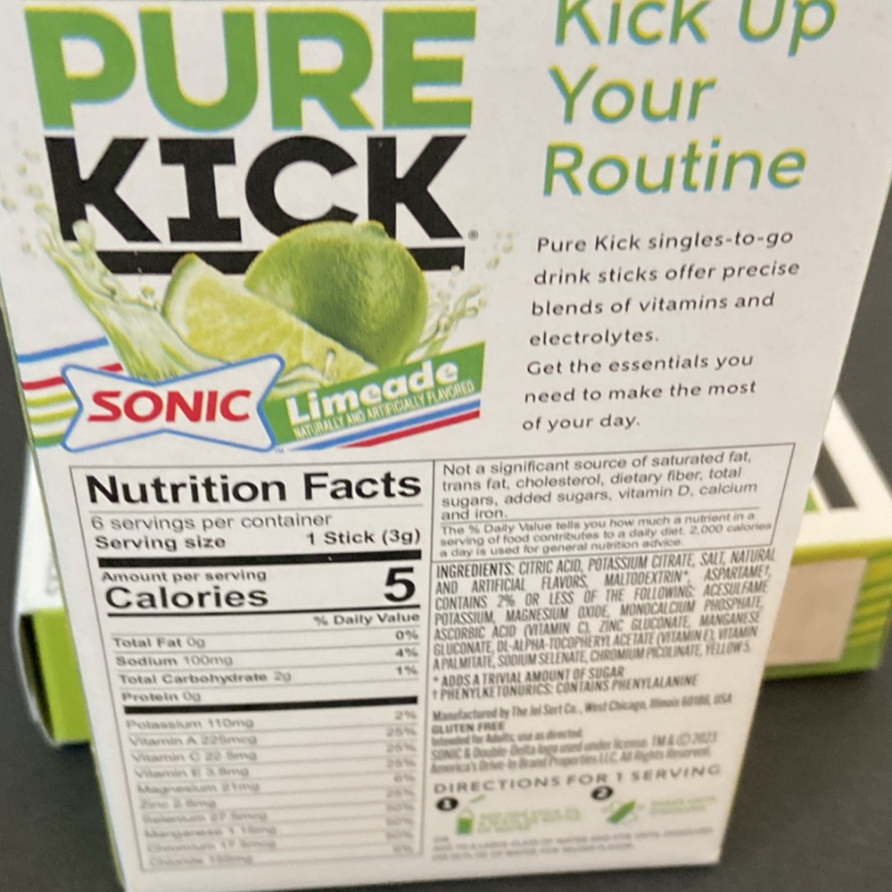 2 boxes Pure Kick Electrolytes Drink Mix Limeade Zero Sugar Low Sodium 6 Sticks