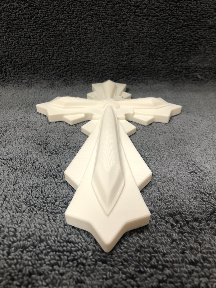 3d Printed Religious Cross White (with mounting hardware)