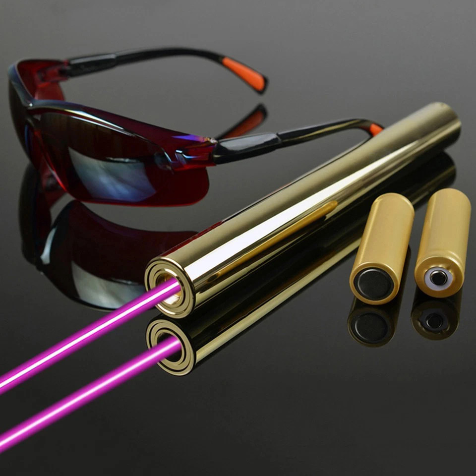 Purple Laser Pointer 405nm Adjustable Focus Flashlight Visidle Beam +Case US
