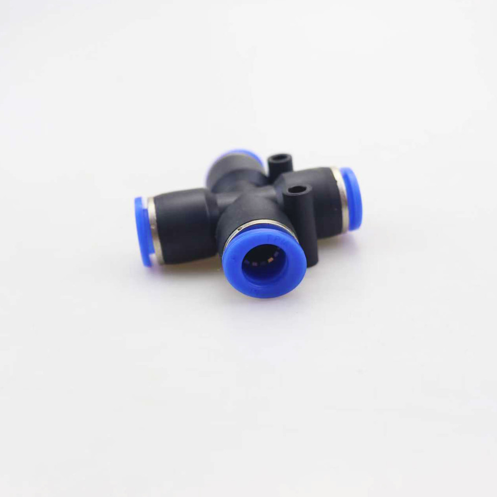 4pcs Quick Connect Pneumatic Equal Cross: 10mm Push-In Air Tube Fitting