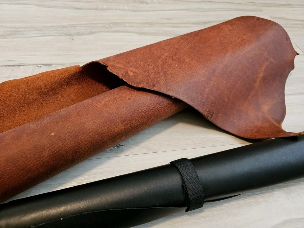 4-5oz BURNT ORANGE PULL-UP LEATHER HIDE FULL GRAIN SQUARE PANEL,SHEET,12x12 20+s