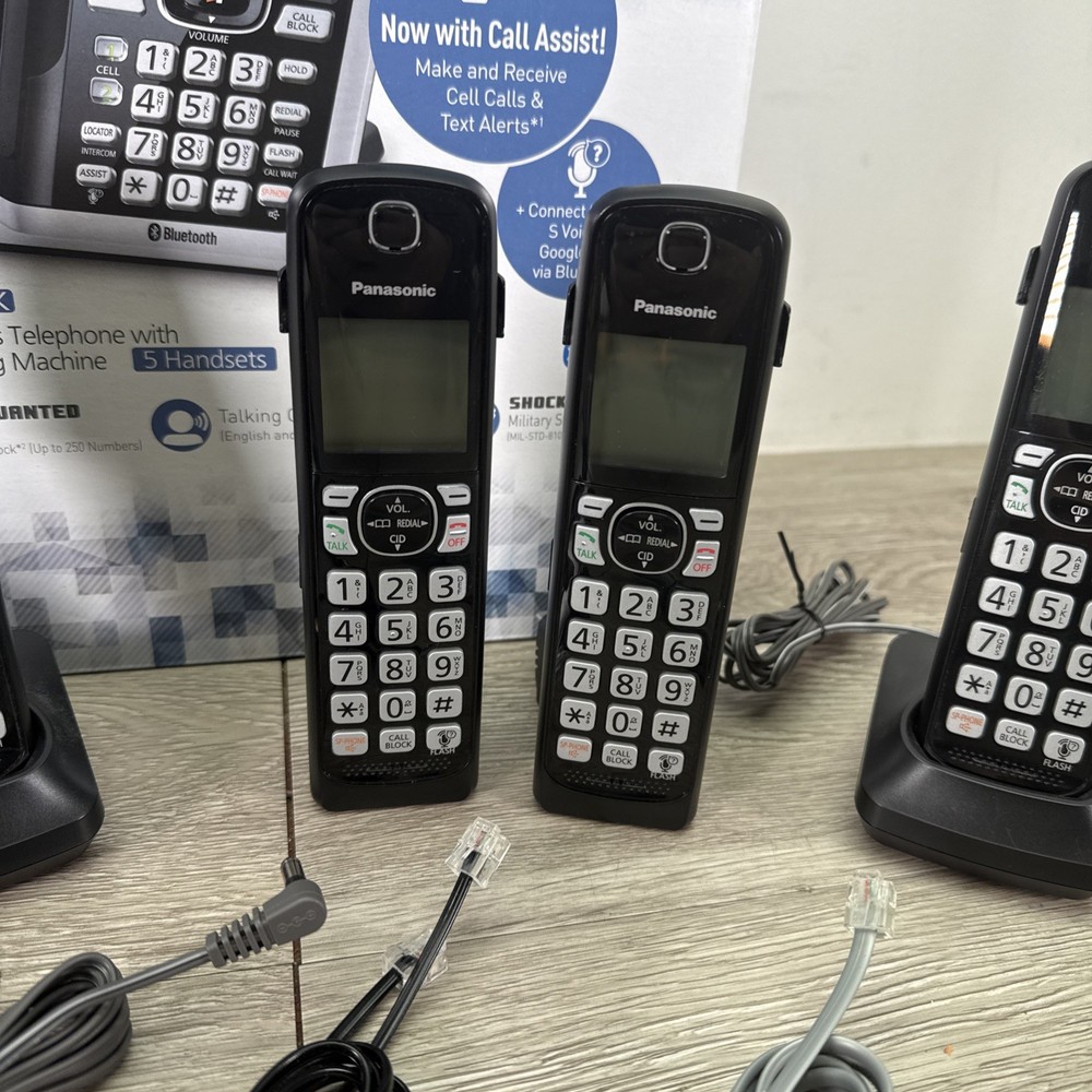 Panasonic KX-TG785SK1 Link2Cell Cordless Phone System 5 Handset Bluetooth Answer