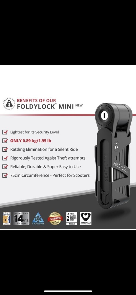 NEW FOLDYLOCK MINI Folding Bike Lock (Black)