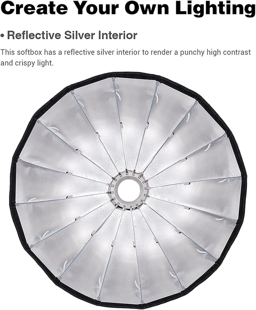 Deep Parabolic Softbox with Fabric Grid for Godox Lights