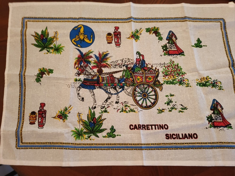 Sicilian Horsecart Linen Table Runner