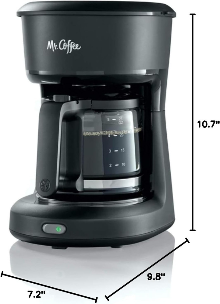 Mr. Coffee 5-Cup Mini Brew Switch Coffee Maker, Black