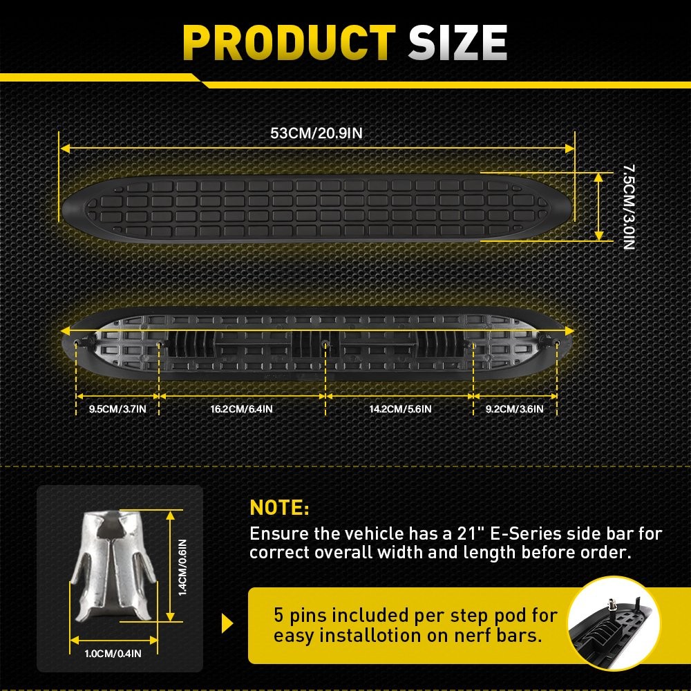 4Pcs Replacement Step Pad for WSP001KIT 3" Round Nerf Bars Plastic Left & Right