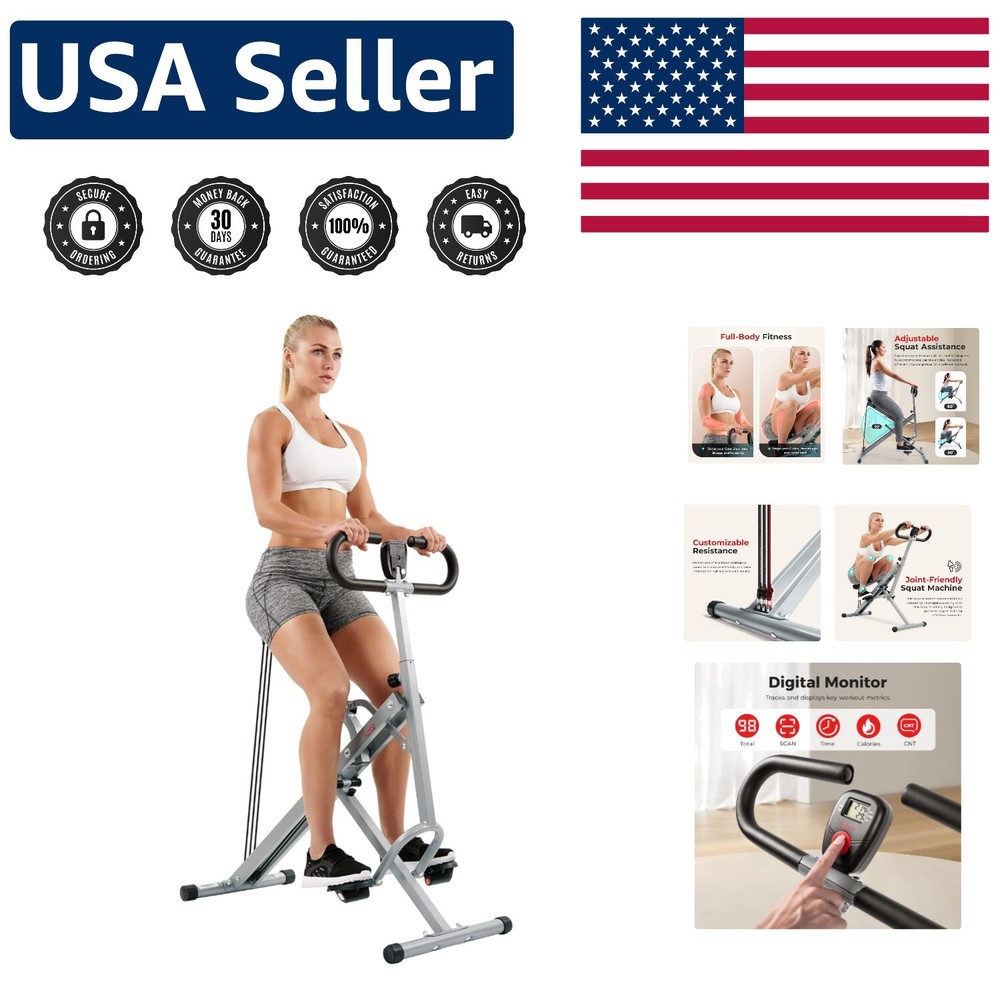 LCD Display Foldable Squat Trainer with Adjustable Bands - Home Fitness Solution