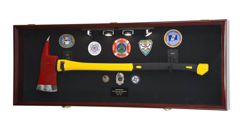 Firefighter Fireman Axe Display Case Cabinet Holder - 98% UV Lockable Fire Men