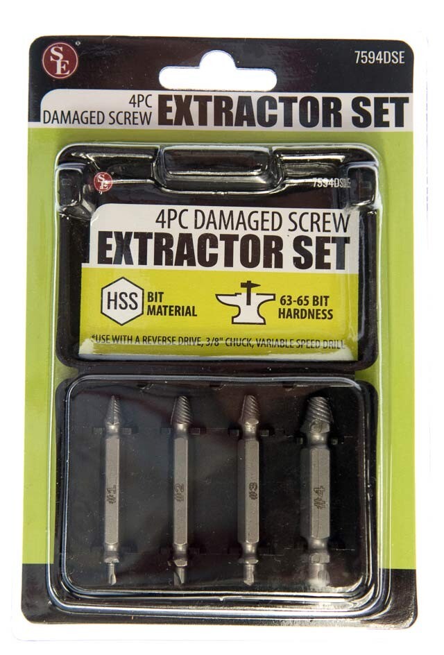 4Pc Damaged Screw Remover Set Extractor Stripped Drill Bits Tool Broken Bolt- SE