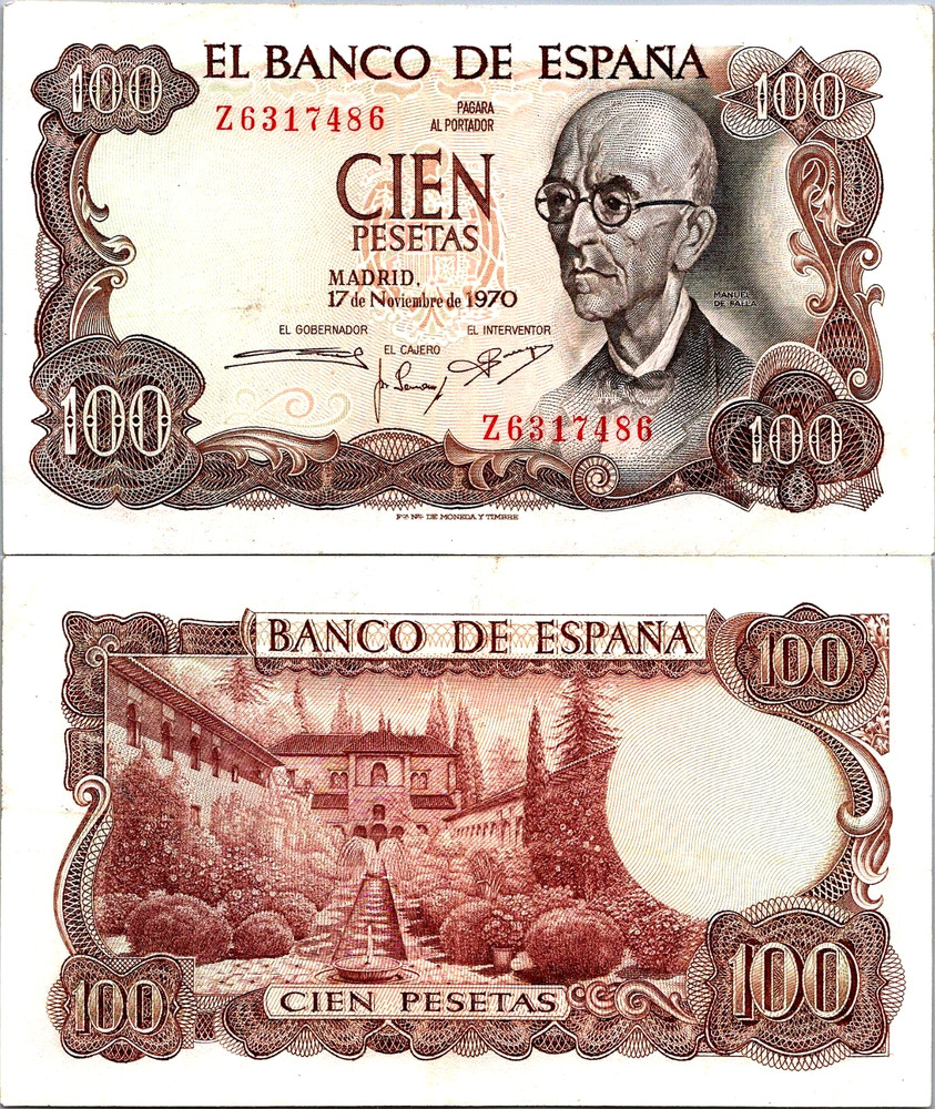 Spain 100 Pesetas 1970 Pick # 152 UNC