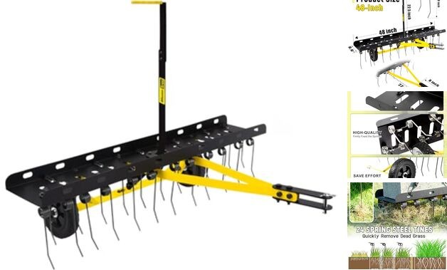 48 Inch Tow Behind Dethatcher, Pull Behind Lawn Dethatcher with 24 48-inch