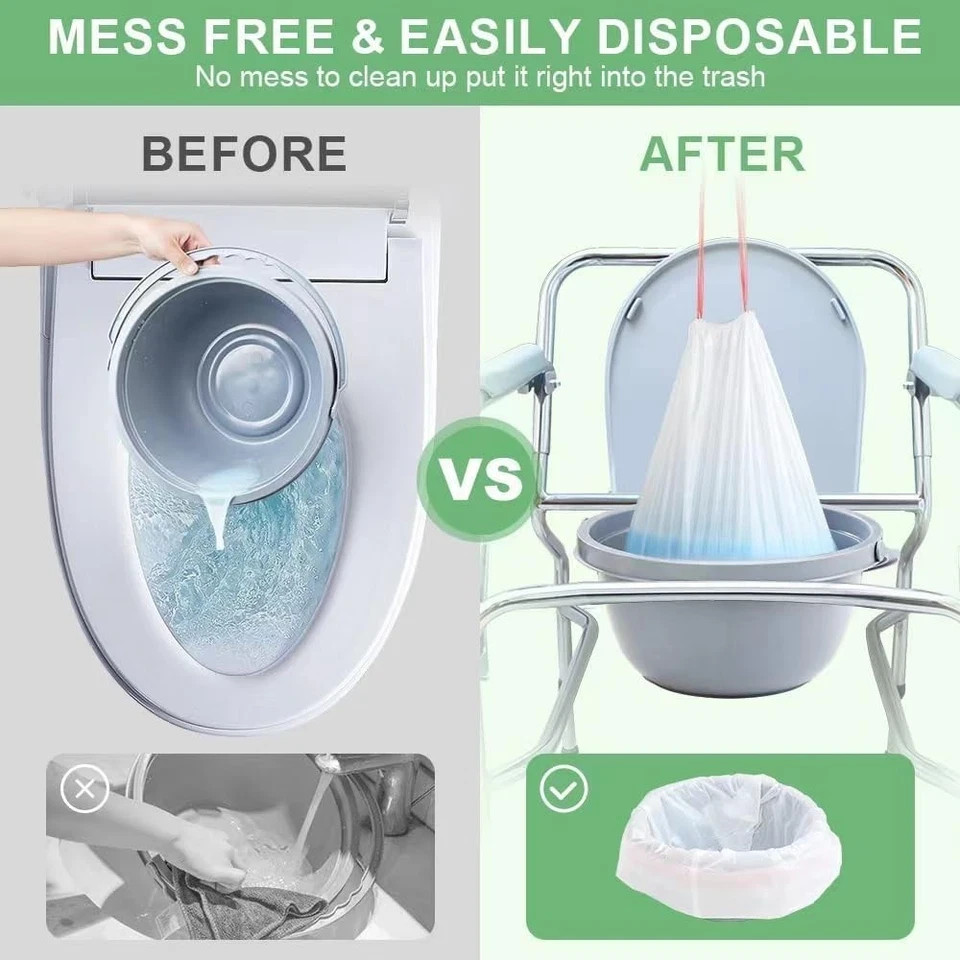 Commode Liners 120PCS Bedside Disposable-Portable Toilet White