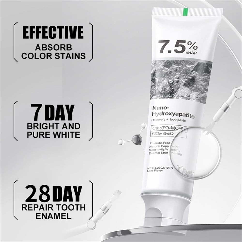 2 Pack Hydroxyapatite Toothpaste 7.5% Fluoride Free for Sensitive Teeth Enamel C